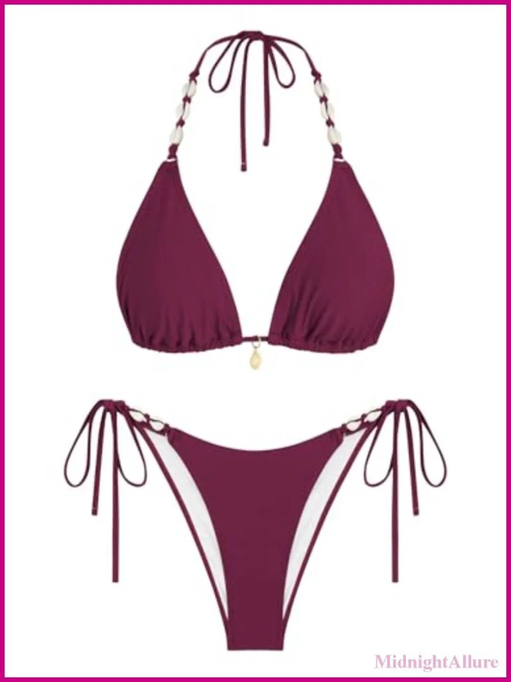 Women's Triangle String Bikini Set with Removable Pads Halter Two Piece Swimwear